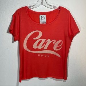 Zoe Karssen Care Free Designer Tee in Hot Coral  Medium modified cropped